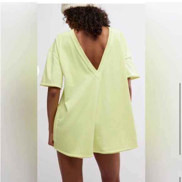 Free People FP Movement washed lime green Hot Shot Coddy Romper size medium new - Picture 2 of 9